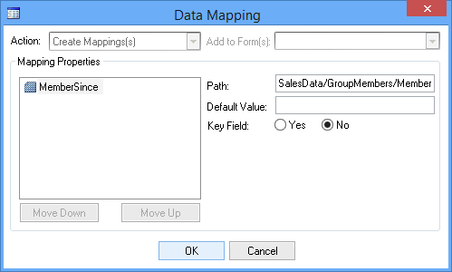 Picture showing the Data Mapping dialog box.